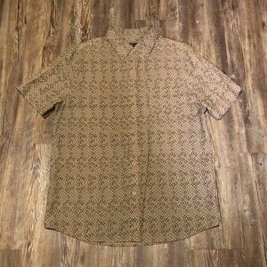 Nat Nast Shirt Men's Medium Bowling Button Down Silk Short Sleeve All Over Print
